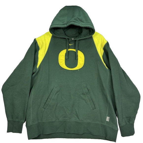 Vtg Nike Oregon Ducks Middle Check Hoodie Green Mens 2XL Travis Scott Center Y2K